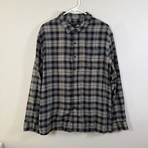 Lost Flannel Shirt Mens XL Black Tan Plaid Long Sleeve Button Up Casual